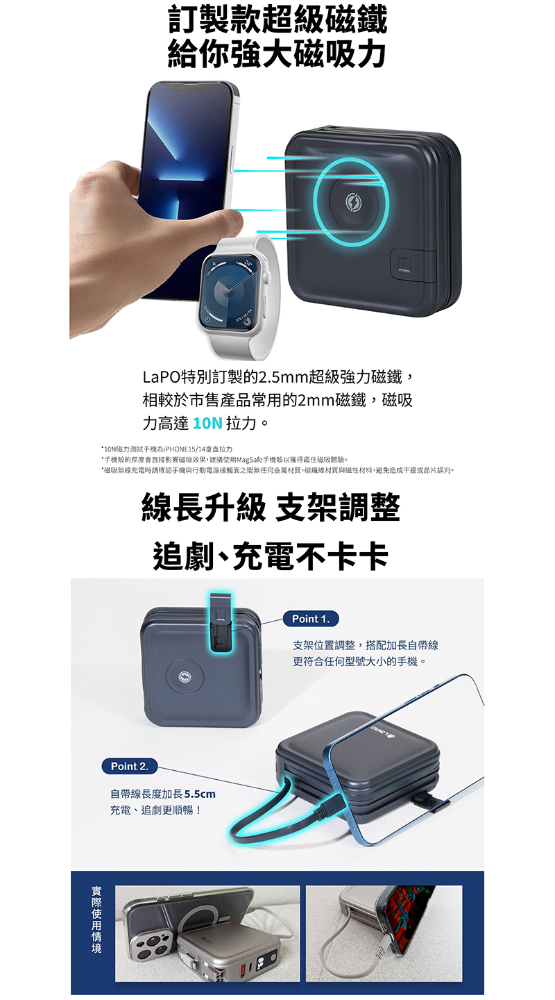 LaPO 超進化八合一 10000mAh 無線快充行動電源 WT-0802