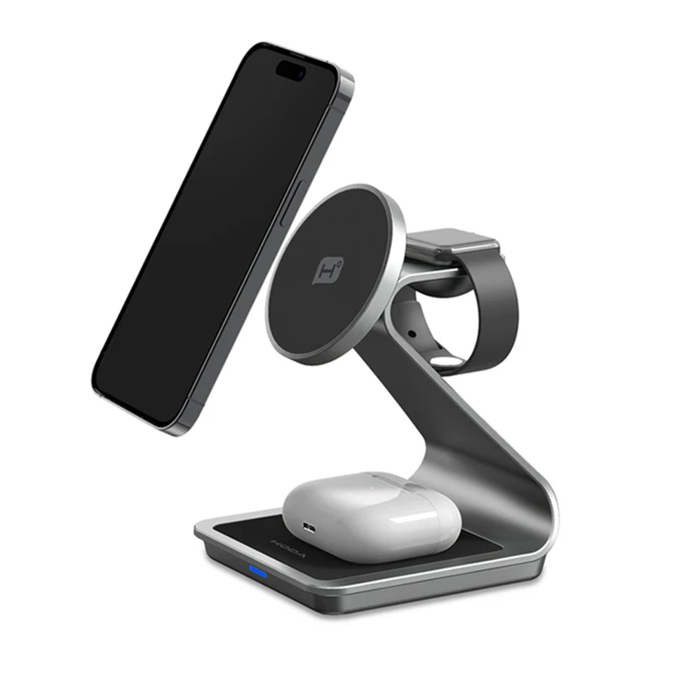 ✦ 適用於Ｑi / MagSafe / Apple Watch 無線充電協議 ✦ 一體成形鋁合金機身，極簡省空間 ✦ 一放即充，一目了然充電狀況